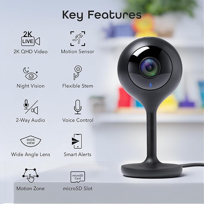 Geeni Look 2K 4MP Smart Indoor Security Camera – 1440p Ultra HD WiFi Pet & Baby