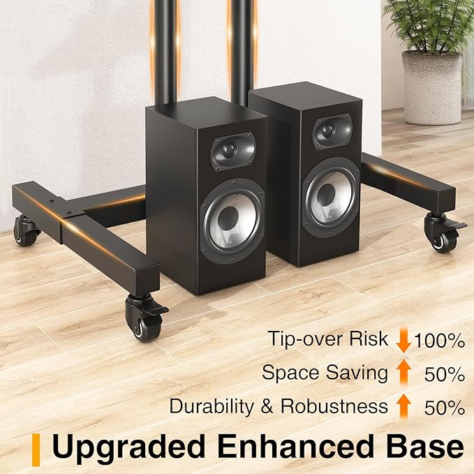 TVON Rolling TV Stand for 32-83 inch Flat Screen/Curved TVs up to 110 lbs