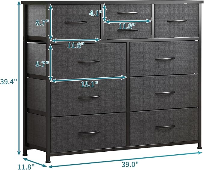 LUMTOK 10-Drawer Dresser, Fabric Storage Dressers