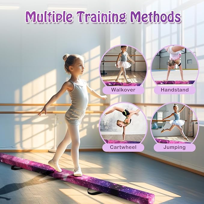 Giantex 7FT/8FT/9FT Balance Beam, Folding Gymnastics Beam w/Carry Handles