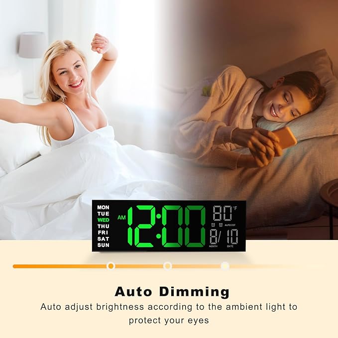 JALL 16" Large Digital Wall Mount Clock, Count Down Timer, Big LED, RGB Color