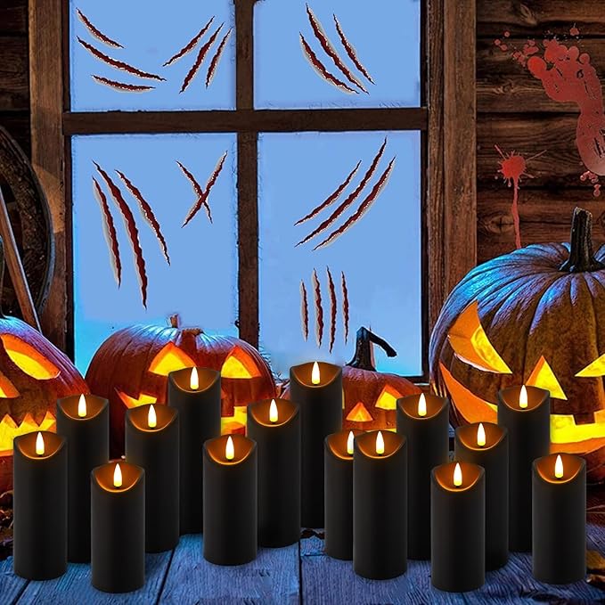 24 Pack Halloween Decoration Flickering Flameless Candles, Battery Operated LED