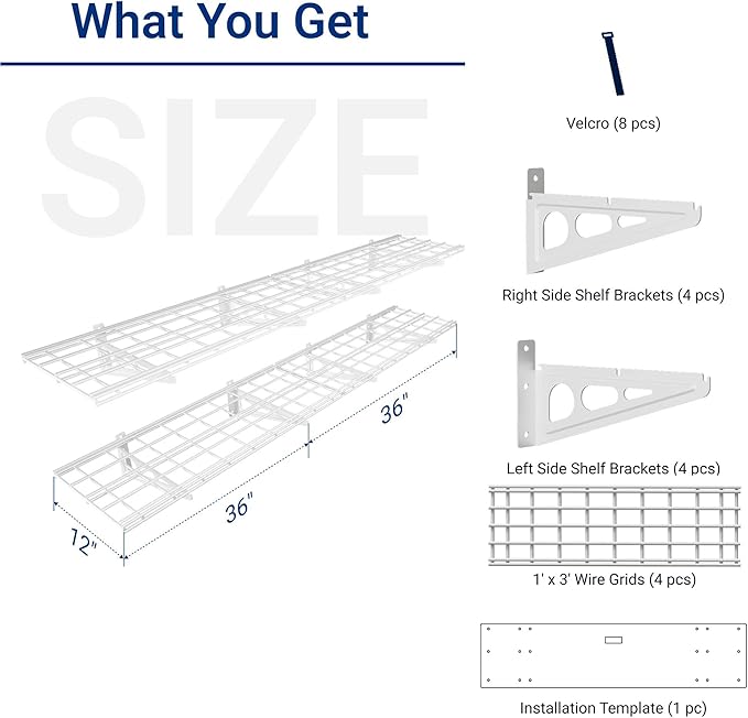 FLEXIMOUNTS 12-inch-by-72-inch Wall Shelf Garage Storage Rack Wall Mounted (2-Pack)