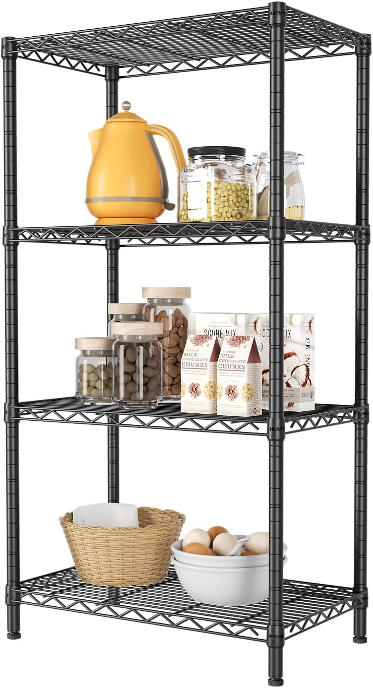 SINGAYE 4 Metal Shelves Wire Shelving Storage Shelf Adjustable Unit Pantry