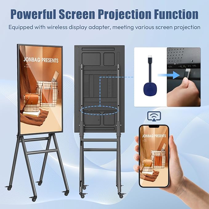 QIXZOCV MWE 43 Inch Mobile Digital Signage Display Touchscreen Kiosk