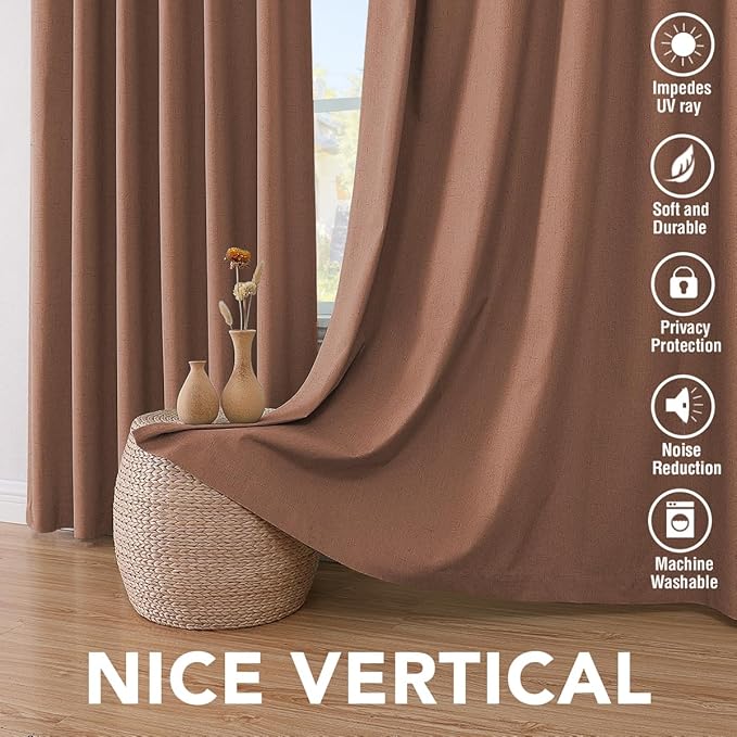 H.VERSAILTEX Bedroom Curtains Blackout Linen Blackout Curtains 84 Inches Long