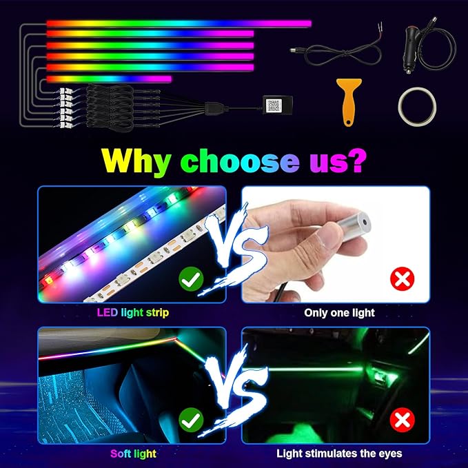 WEBUPAR Dreamcolor 6 in 1 Car LED Strip Lights