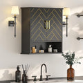 Black Chevron Pattern Bathroom Wall Cabinet, Modern Hanging Medicine Cabinet