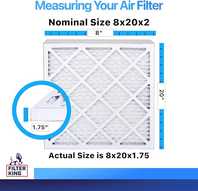 Filter King 8x20x2 Air Filter | 4-PACK | MERV 8 HVAC Pleated A/C Furnace