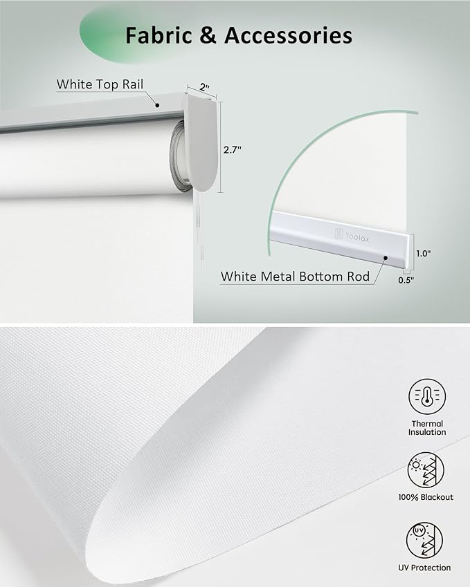 Yoolax Motorized Blinds App Control, Cordless Automatic Shades Roller Window