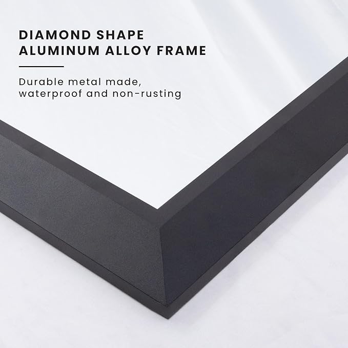Amorho Bathroom Mirror Black, 44x36 Inch Thick Metal Framed Wall Mirrors