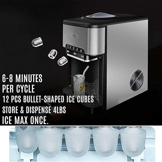 NUNET 3-in-1 Portable Ice Maker Water Dispenser Countertop Built-in Ice Machine