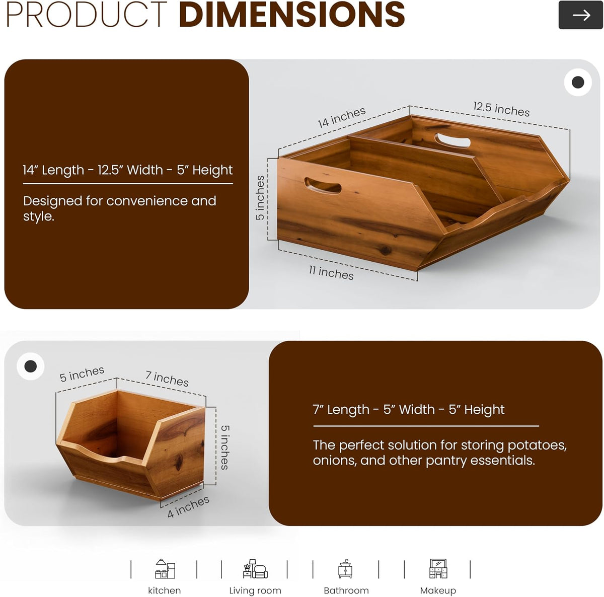 Tidita Potato & Onion Storage Bin, Stackable Pantry Bins (Patent Pending)