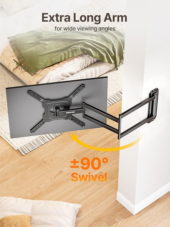 monTEK Long Arm TV Wall Mount for Most 23-65 Inch TVs, 37 Inch Long Extension
