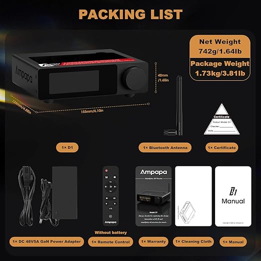 Ampapa 2 Channel Bluetooth Amp: HiFi 300W x2 Stereo Amplifier