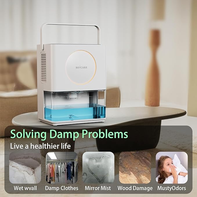 SOICARE 108 OZ Home Dehumidifier, Small Portable Room Dehumidifier