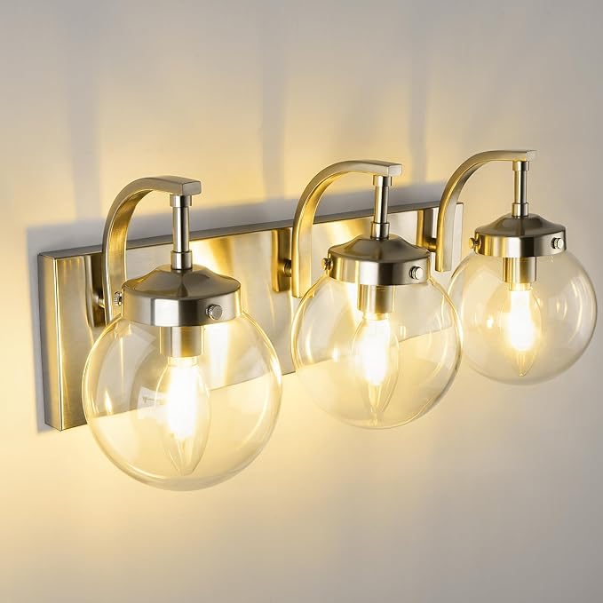 Beionxii Brushed Nickel Bathroom Light Fixtures, 3-Light Bathroom Vanity Light