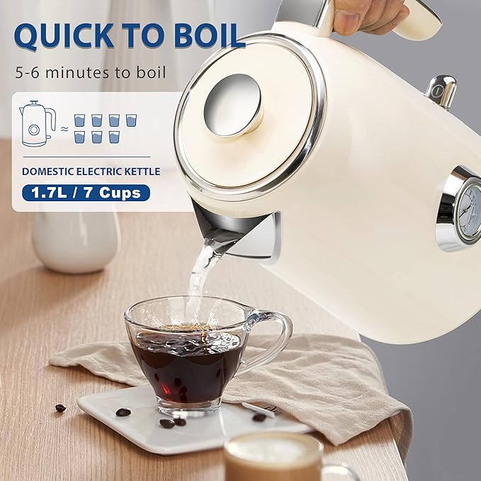 PUKOMC Electric Kettle, 1.7L Stainless Steel Tea Kettle