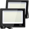 XXBSAZ 100W LED Flood Lights Outdoor, Plug-in & Hardwired Security Lights