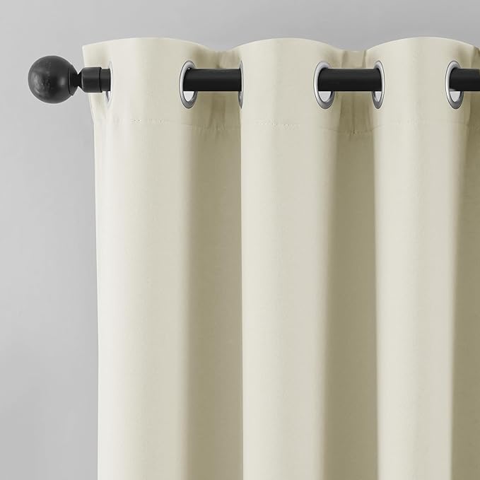 Beauoop Cream 100% Blackout Curtains 96 Inch Long 2 Panels