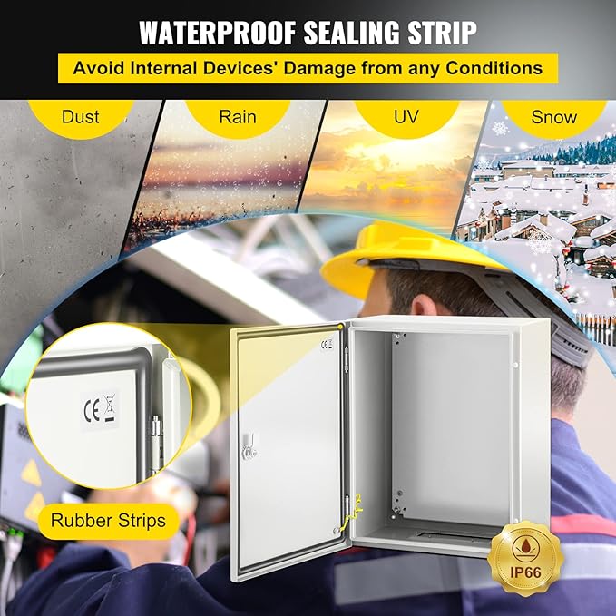 VEVOR NEMA Steel Enclosure, IP66 Waterproof & Dustproof, Outdoor/Indoor