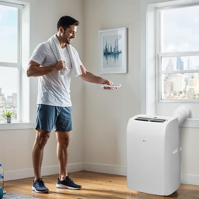 LG 8, 350 BTU / 12, 000 BTU Smart Portable Air Conditioner, Cools 350 Sq.Ft.
