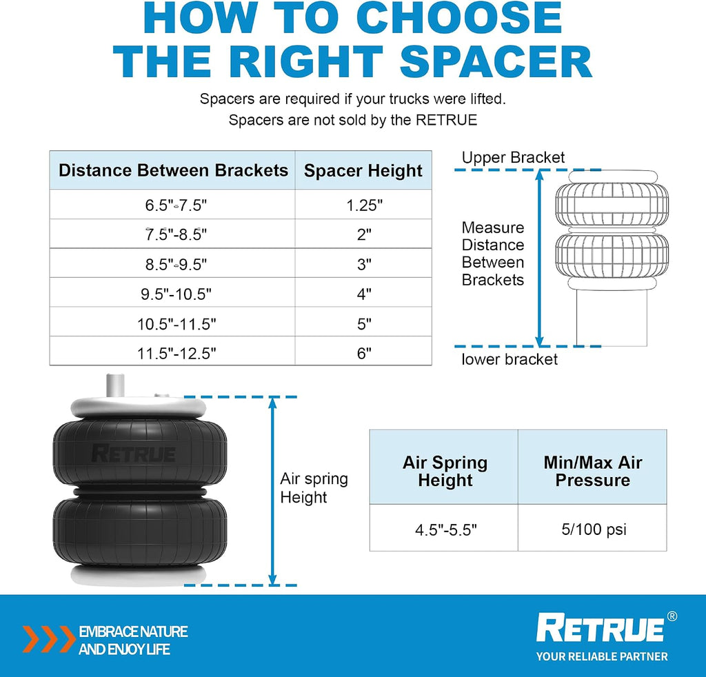 retrue rear air bags suspension kit compatible with, side view