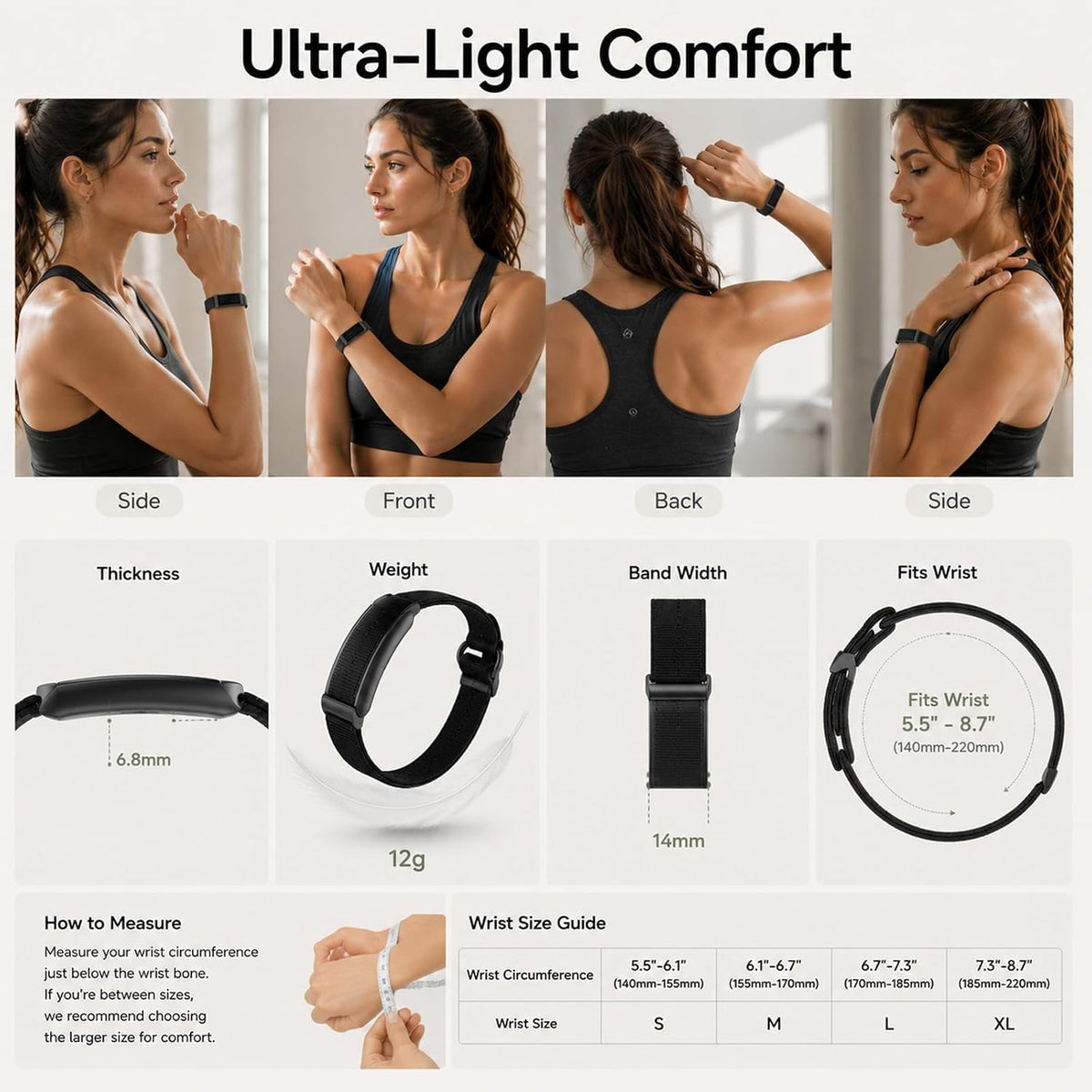 yihou smart fitness tracker for women & men, front angle view