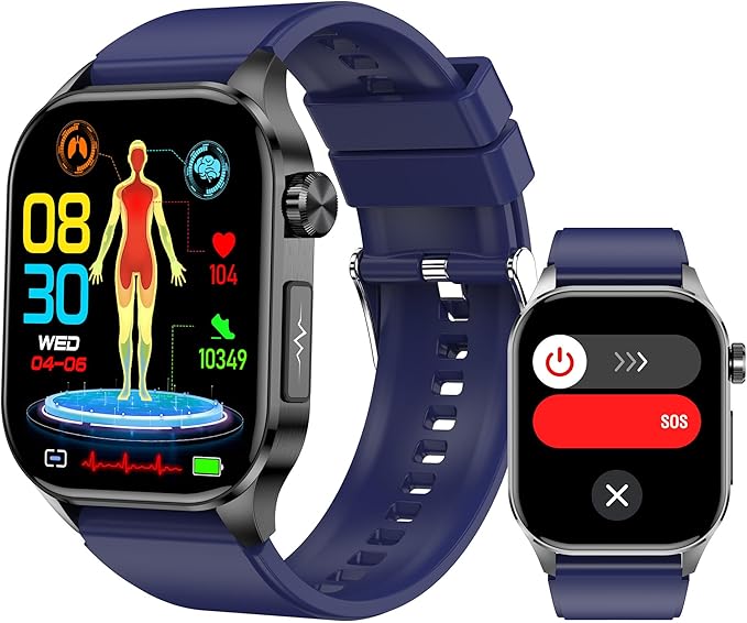 Smart Watch for Men Women, 2.04" AMOLED Color Screen, 24/7 Heart Rate, Blood