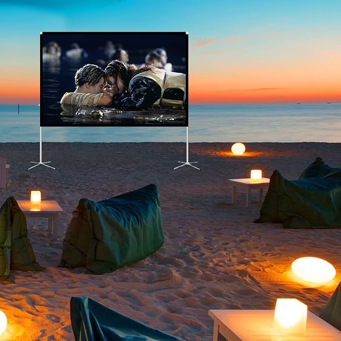 Projector Screen and Stand 100 Inch Portable Outdoor Projection Screen 16:9 4K