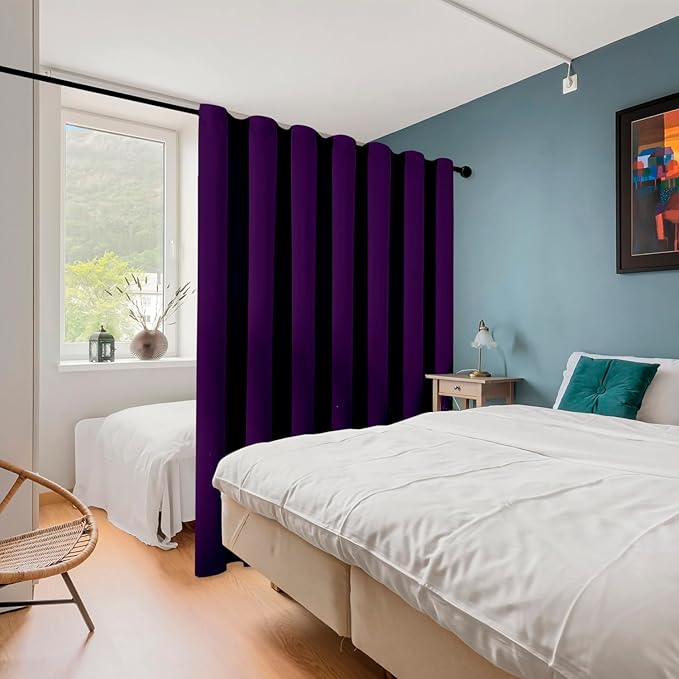 ChrisDowa Room Divider Curtain 120 Inches Long, Wide Blackout Sliding Door