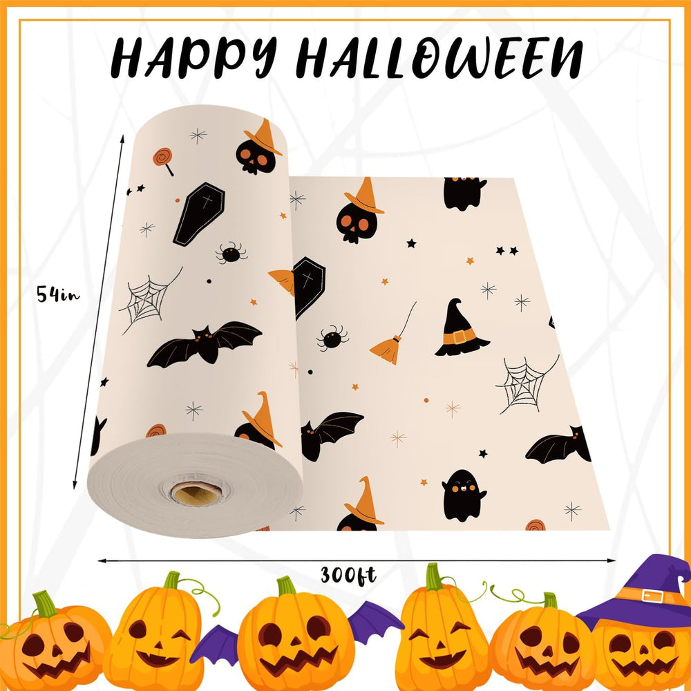 CXPSINC 54 Inch X 300 Feet Plastic Table Cover Roll Disposable Halloween Tabl...