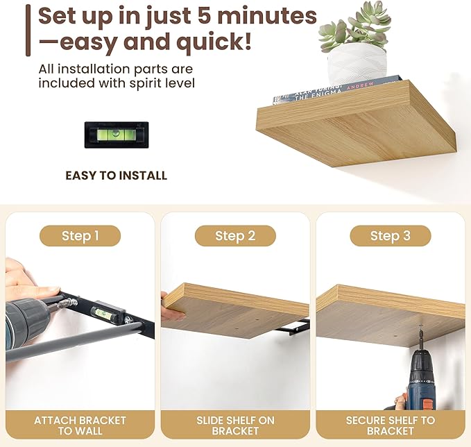 Fun Memories Floating Shelves for Wall (Set of 3)