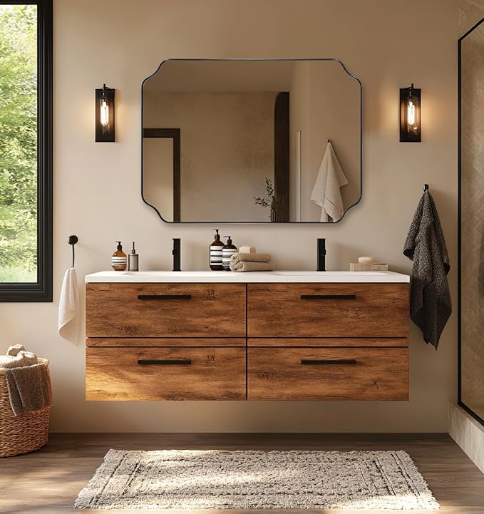 ANDY STAR 30x40 Inch Matte Black Mirror, Unique Rectangle Mirror