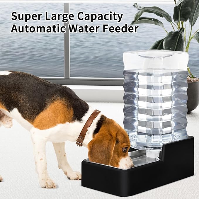 RIZZARI Stainless Steel Pet Water Feeder: 10L Gravity Leak-Proof Auto Refill