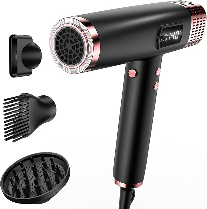 MESCOMB Travel Hair Dryer with Diffuser, 1875W Dual Voltage Ionic