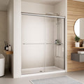 Shower Door, 56-60" W x 70" H Semi-Frameless Double Sliding Glass Shower Door