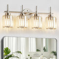 EJIAXIN Crystal Bathroom Vanity Lights, 4 Light Bath Mirror Light Brushed