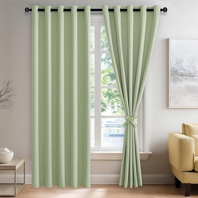 JIUZHEN Light Green Blackout Curtains