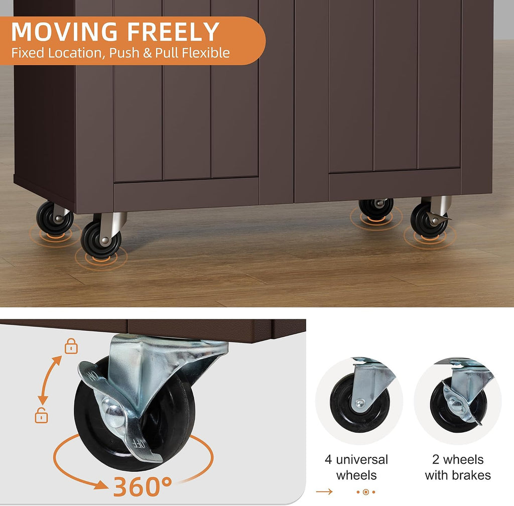 Shintenchi Kitchen Island Cart with Storage, Rolling Microwave Table