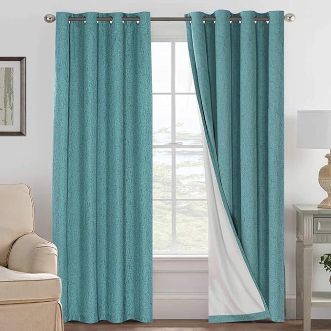 H.VERSAILTEX Linen Blackout Curtains 108 Inches Long 100% Absolutely Blackout