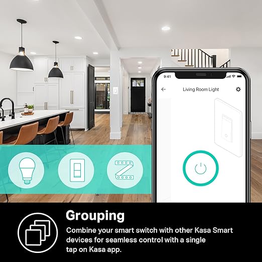 Kasa Smart Dimmer Switch HS220P3, Single Pole, Needs Neutral Wire, 2.4GHz Wi-Fi
