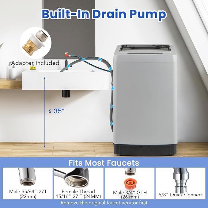 COSTWAY Portable Washing Machine, 11 LBS Full Automatic Portable Washer