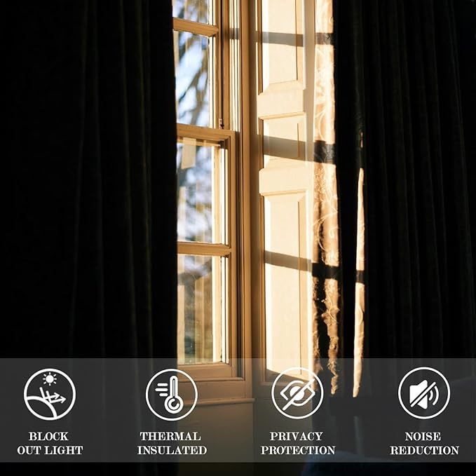 JIUZHEN Soft Silver Grey Velvet Curtains 84 inch Long, Room Darkening Smooth
