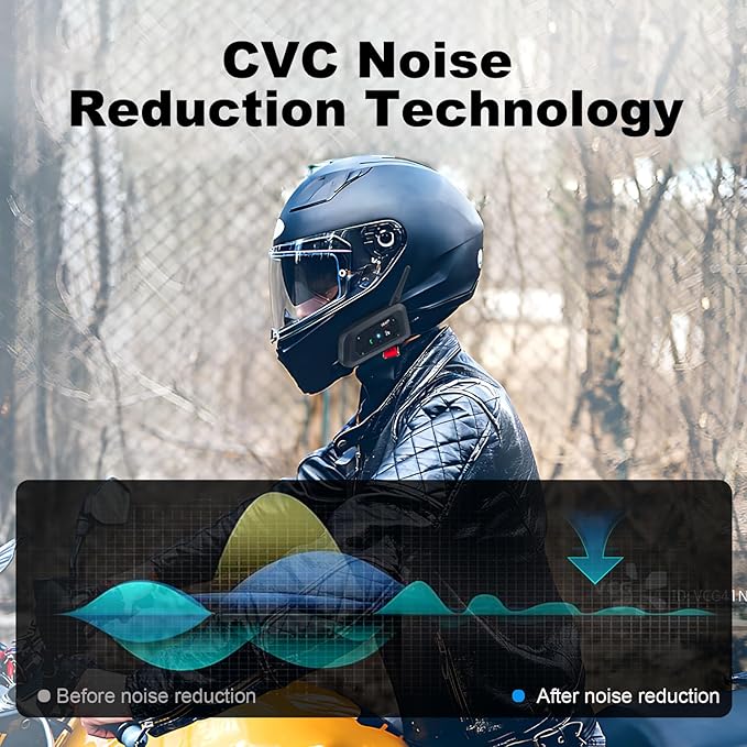 EJEAS V6 Pro Motorcycle Bluetooth Headset, Upgraded 2 Riders Intercom Helmet (2 Pack)