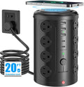 Tower Power Strip with 15W Wireless Charger, 20FT Extension Cord, 16 AC Outlets