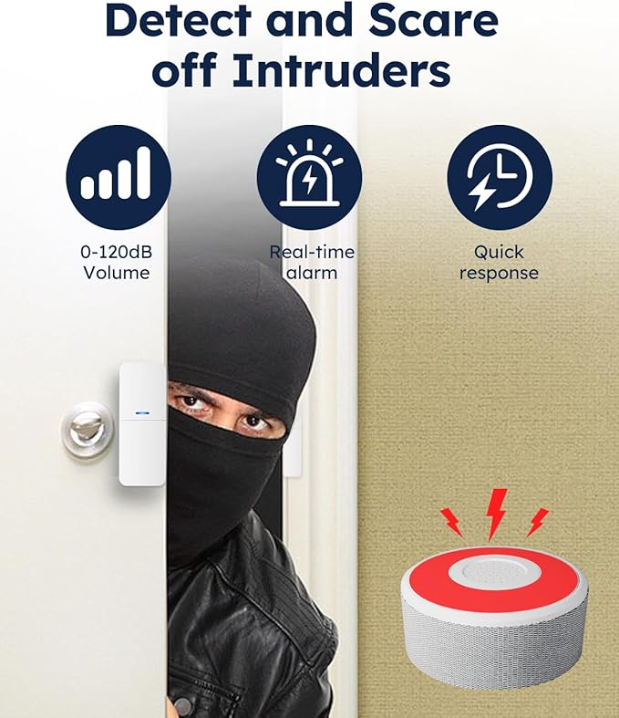 tolviviov Alarm System for Home Security, Door Alarm Systems, App Alerts (15-Piece)
