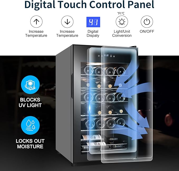 24 Bottles Wine Cooler Refrigerator, Small Wine Fridge Mini Wine Fridge