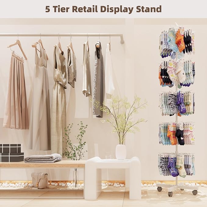YEOOE Retail Display Racks 5 Tier Spinning Display Stand, Movable Shop Spinner