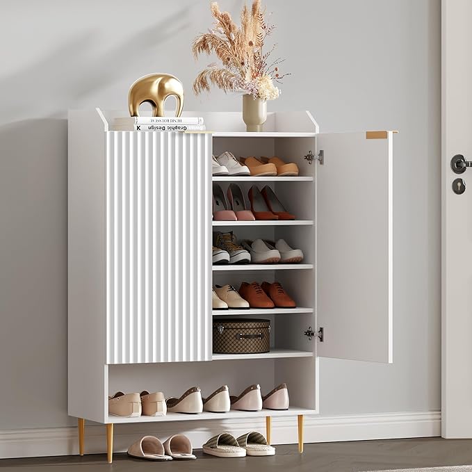 SICOTAS Shoe Cabinet Storage Set of 2, 56 Pairs Large Capacity, 7-Tier Shoe